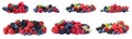 Set of different mixed berries on background, banner design Royalty Free Stock Photo