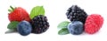 Set of different mixed berries on background, banner design Royalty Free Stock Photo