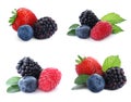 Set of different mixed berries on background Royalty Free Stock Photo