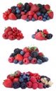 Set of different mixed berries on background Royalty Free Stock Photo