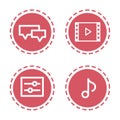 Set different mobile app social media icons web applications collection white background flat Royalty Free Stock Photo