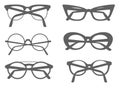 Set of different modern eye glasses flat vector illustration isolated on white background Royalty Free Stock Photo