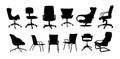Set of different Modern office chairs silhouettes. Royalty Free Stock Photo