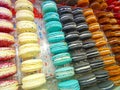 Set of different multi-colored macarons or macaroon cookies