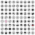 Set of different multimedia, social and business web icons on a