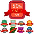 Set of different nine discount stickers