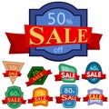 Set of different nine discount stickers