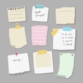 Set of different note papers on isolated background.Vector illustration Royalty Free Stock Photo