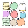 Set of different note papers on isolated background.Vector illustration Royalty Free Stock Photo