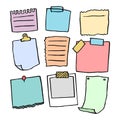 Set of different note papers on isolated background.Vector illustration Royalty Free Stock Photo