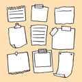 Set of different note papers on isolated background.Vector illustration Royalty Free Stock Photo