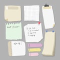 Set of different note papers on isolated background.Vector illustration Royalty Free Stock Photo