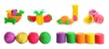 Set with different objects made of play dough Royalty Free Stock Photo