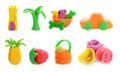 Set with different objects made of play dough Royalty Free Stock Photo