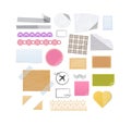 Set of different objects for scrapbooking. Scraps paper, decorative ornaments. Royalty Free Stock Photo