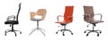 Set of different office chairs on white background. Royalty Free Stock Photo