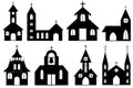 Set of different orthodox and catholic curches Royalty Free Stock Photo