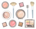 Set of different packages for decorative cosmetics