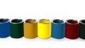 Set of different paint cans