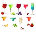 Set of different party drinks