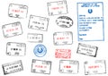 Set of different passport visa stamps Royalty Free Stock Photo