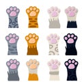 Set of different paw. Cartoon flat illustration Royalty Free Stock Photo