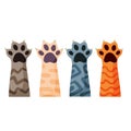 Set of different paw. Cat hands of different colors.