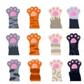 Set of different paw. Spots and stripes. Cartoon flat illustration Royalty Free Stock Photo