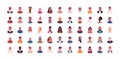 Set of different people avatars vector flat illustration. Collection of diverse man and woman portraits isolated on