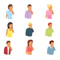 Set of different people characters, womens and mens with facepalm