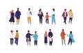 Set of different people - couple, family and friends vector flat illustration. Collection of various men, women and