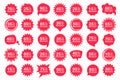 Set of different percent discount tags in red in different shapes Royalty Free Stock Photo