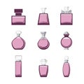 Set of different perfume bottles in vector Royalty Free Stock Photo