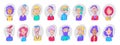 Set different person portrait diverse business team vector flat illustration. Collection of people avatars isolated Royalty Free Stock Photo