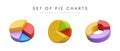 Set of different pie charts. Poster with collection of round diagrams for business management Royalty Free Stock Photo