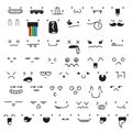 Set of 50 different pieces doddle emotions to create characters