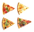 Set with different pizza slices on white background Royalty Free Stock Photo