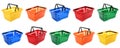 Set of different plastic shopping baskets Royalty Free Stock Photo