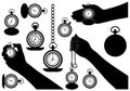 Set of different pocket watches Royalty Free Stock Photo