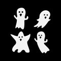 Set of different poses halloween ghosts isolated