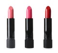 Set of different professional bright lipsticks for makeup Royalty Free Stock Photo