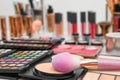 Set of different professional makeup products Royalty Free Stock Photo