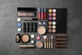 Set of different professional makeup products, flat lay Royalty Free Stock Photo