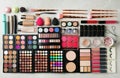 Set of different professional makeup products on table Royalty Free Stock Photo