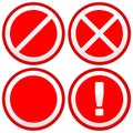 Set of Different Prohibition / Warning Signs, road signs. Europe