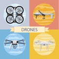 Set of different quadrocopters icons