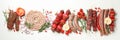 Set of different raw barbecue meat on white background, top view Royalty Free Stock Photo