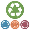 Set of different recycle icon on a circles. Vector illustration