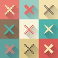 Set of different retro crosses and tics Royalty Free Stock Photo