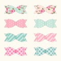 Set of 8 different retro fabric bows in shabby chic style